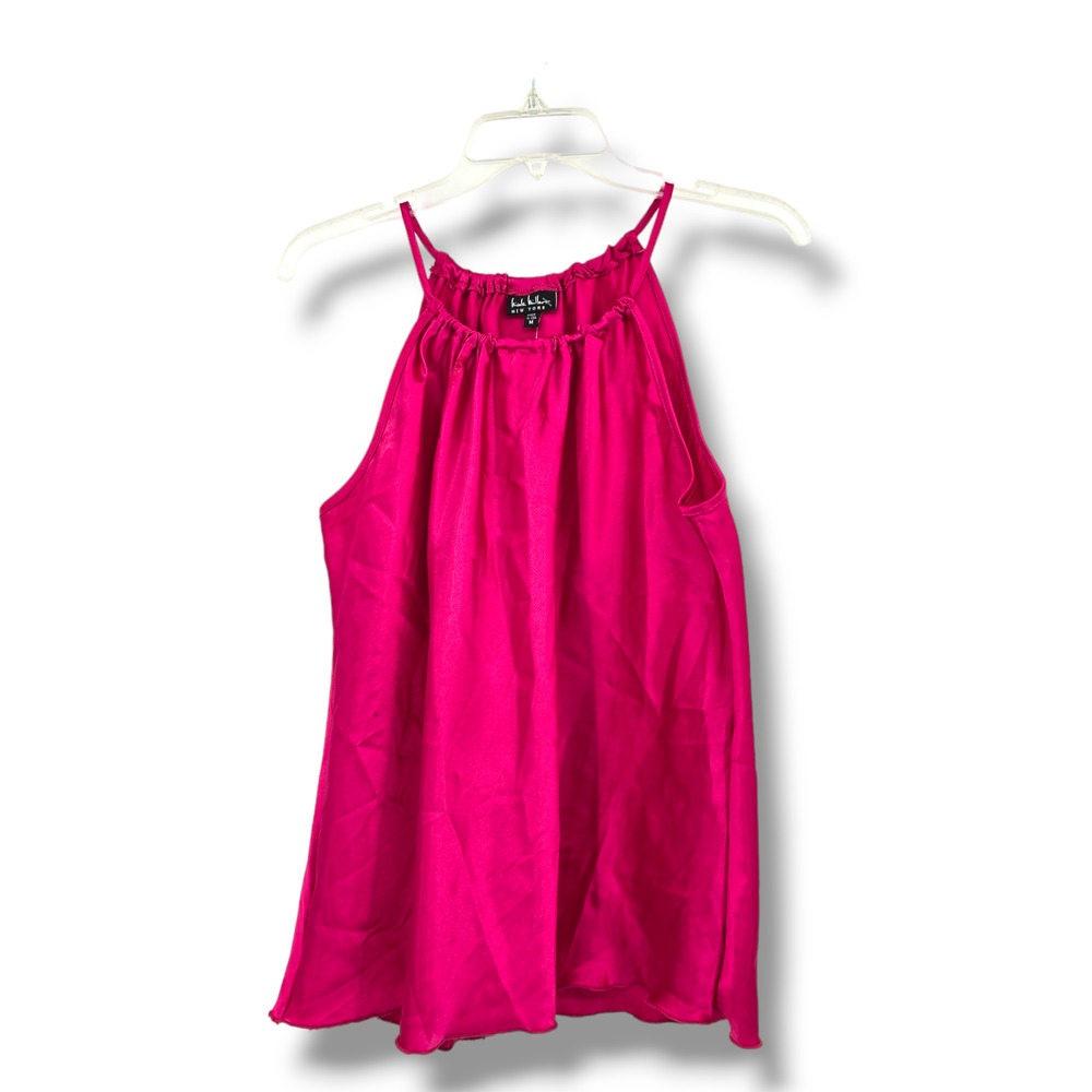 Nicole Miller Pink Satin Sleeveless Blouse Medium